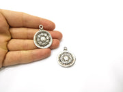 2 Silver Charms Antique Silver Plated Charms (36x28mm)  G16748