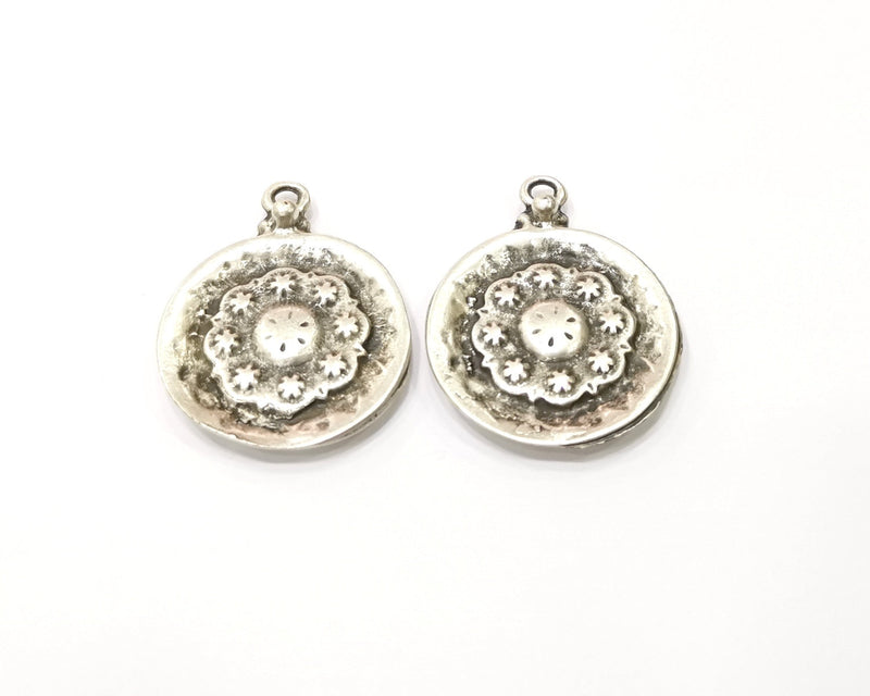 2 Silver Charms Antique Silver Plated Charms (36x28mm)  G16748