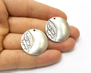 2 Silver Charms Antique Silver Plated Charms (28mm)  G16751