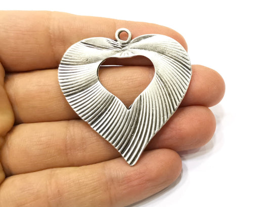 Heart Pendant Antique Silver Plated Pendant (50x48mm) G16752