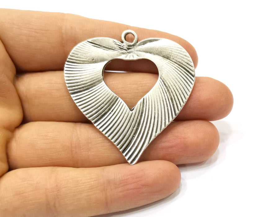 Heart Pendant Antique Silver Plated Pendant (50x48mm) G16752