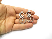 2 Silver Charms Antique Silver Plated Charms (43x20mm)  G16755