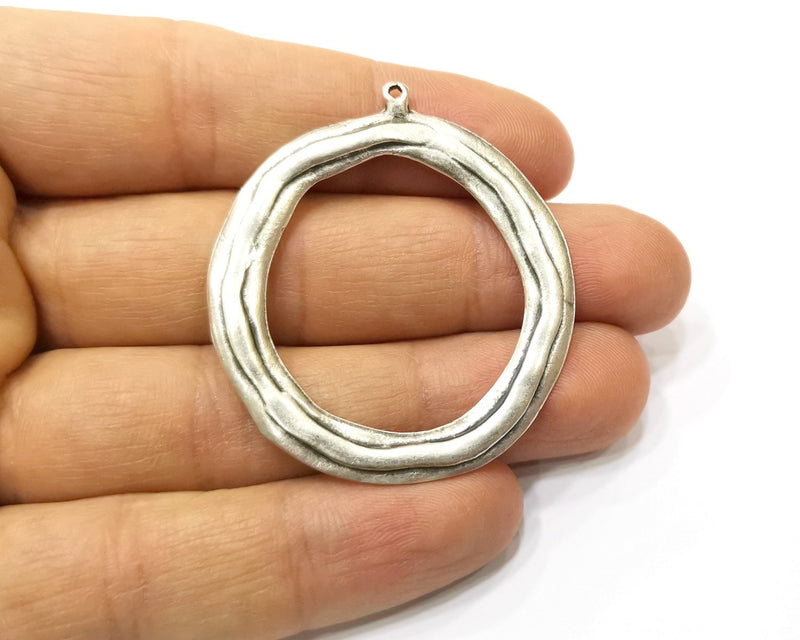 2 Silver Charms Antique Silver Plated Charms (43mm)  G16758