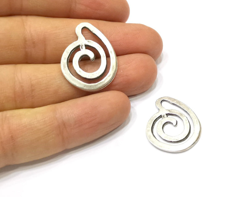 6 Silver Charms Antique Silver Plated Charms (27x21mm)  G16763