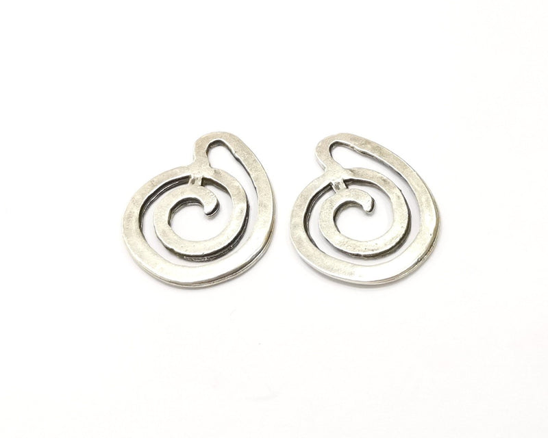 6 Silver Charms Antique Silver Plated Charms (27x21mm)  G16763