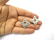 4 Star Charms Antique Silver Plated Charms (36x33mm)  G16766