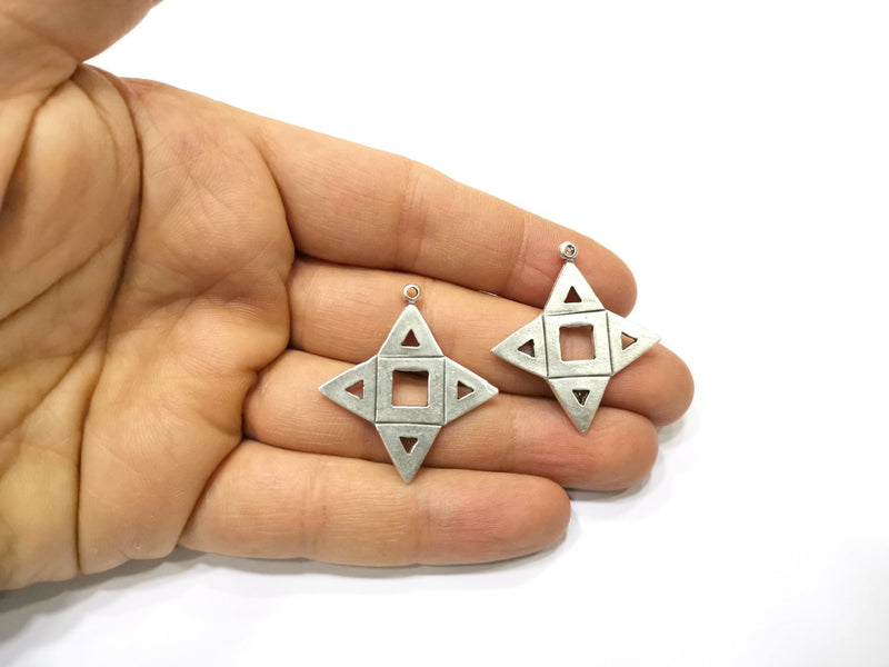 4 Star Charms Antique Silver Plated Charms (36x33mm)  G16766