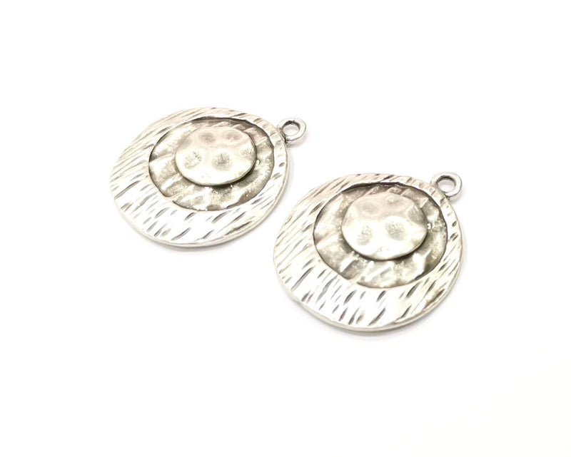 2 Silver Charms Antique Silver Plated Charms (34x30mm)  G16769