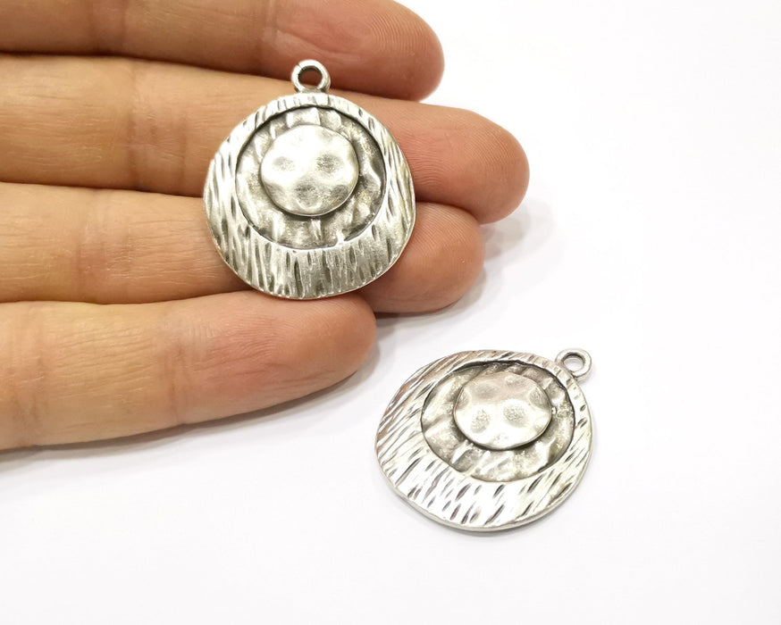2 Silver Charms Antique Silver Plated Charms (34x30mm)  G16769