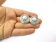 2 Silver Charms Antique Silver Plated Charms (34x30mm)  G16769