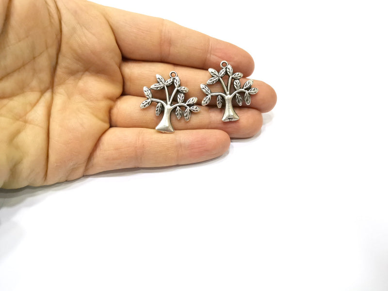 2 Tree Charms Antique Silver Plated Charms (31x30mm)  G16770