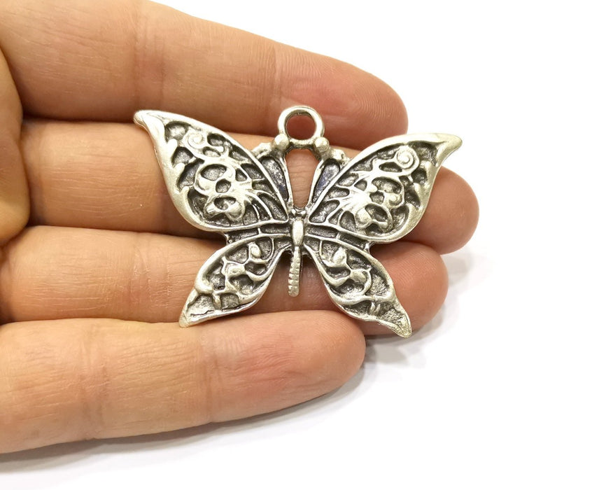 Butterfly Pendant Antique Silver Plated Pendant (57x41mm) G17222