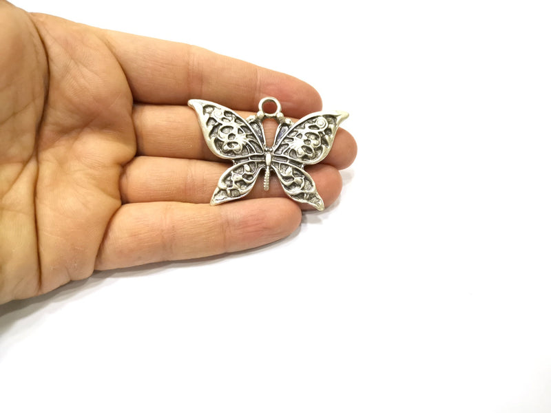 Butterfly Pendant Antique Silver Plated Pendant (57x41mm) G17222