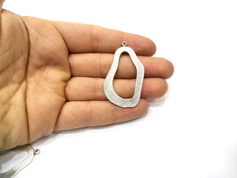 2 Silver Charms Antique Silver Plated Charms (49x31mm)  G16776