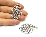 2 Leaf Charms Antique Silver Plated Charms (49x30mm)  G16778
