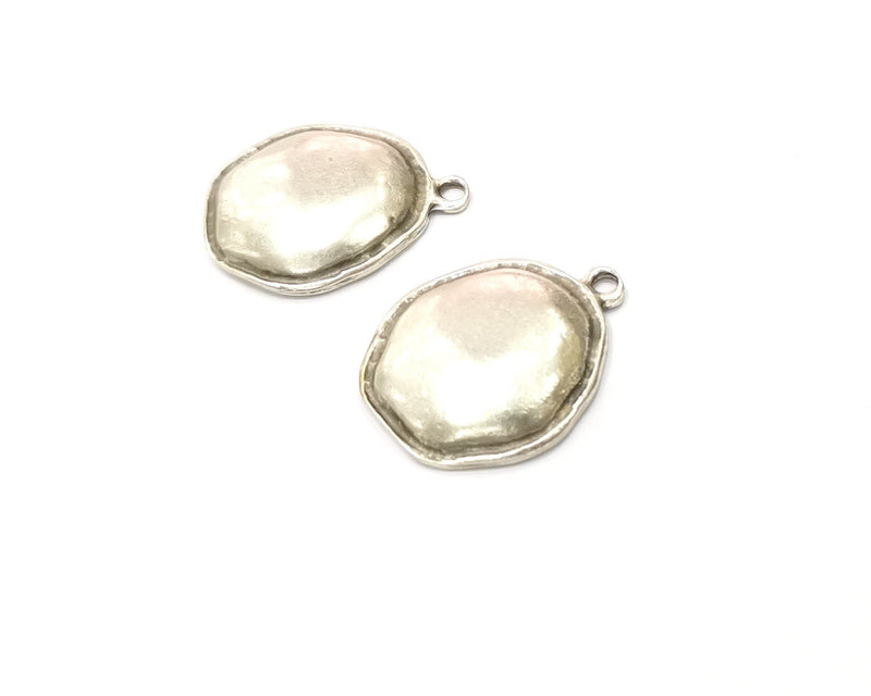 2 Silver Charms Antique Silver Plated Charms (29x23mm)  G16779