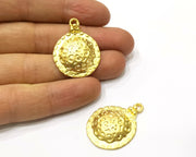 2 Gold Charms Gold Plated Charms  (33x25mm)  G16783