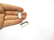 2 Silver Hammered Base Blank inlay Blank Pendant Base Resin Blank Mosaic Mountings Antique Silver Plated Metal (25x10 mm blank )  G16785