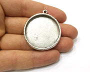 Silver Hammered Base Blank inlay Blank Pendant Base Resin Blank Mosaic Mountings Antique Silver Plated Metal (35mm blank )  G16786