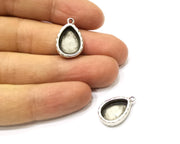 4 Silver Hammered Base Blank inlay Blank Pendant Base Resin Blank Mosaic Mountings Antique Silver Plated Metal (14x10mm blank )  G16787