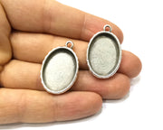 2 Silver Hammered Base Blank inlay Blank Pendant Base Resin Blank Mosaic Mountings Antique Silver Plated Metal (25x18mm blank )  G16788