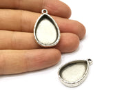 2 Silver Hammered Base Blank inlay Blank Pendant Base Resin Blank Mosaic Mountings Antique Silver Plated Metal (25x18mm blank )  G16792