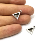 6 Silver Hammered Base Blank inlay Blank Pendant Base Resin Blank Mosaic Mountings Antique Silver Plated Metal (9x7mm blank )  G16793