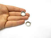 4 Silver Hammered Base Blank inlay Blank Pendant Base Resin Blank Mosaic Mountings Antique Silver Plated Metal (16mm blank )  G16794