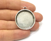 Silver Hammered Base Blank inlay Blank Pendant Base Resin Blank Mosaic Mountings Antique Silver Plated Metal (30mm blank )  G16795