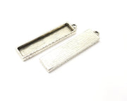 2 Silver Hammered Base Blank inlay Blank Pendant Base Resin Blank Mosaic Mountings Antique Silver Plated Metal (50x10 mm blank )  G17134