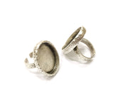 Ring Blank Setting Hammered Ring Base Bezel inlay Ring Backs Glass Cabochon Mounting Adjustable Antique Silver Plated Ring (25x18mm ) G17456