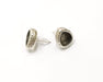 Earring Blank Backs Silver Base Setting Hammered Resin Blank Cabochon Base inlay Mounting Antique Silver Plated (10x8mm) 1 Pair G17459