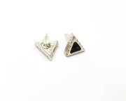 Earring Blank Backs Silver Base Setting Hammered Resin Blank Cabochon Base inlay Mounting Antique Silver Plated (7x6mm) 1 Pair G17462
