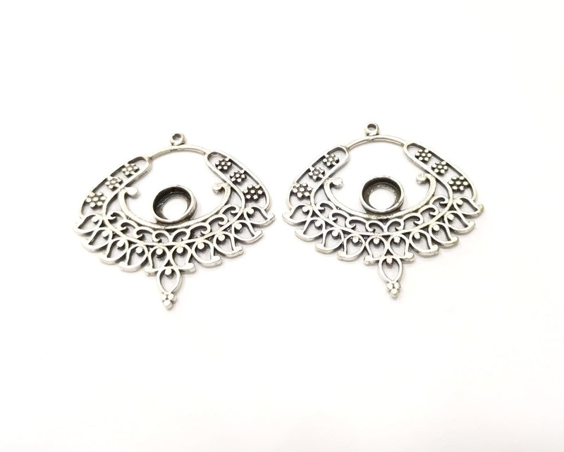 2 Silver Charms Antique Silver Plated Charms (43mm)  G17468