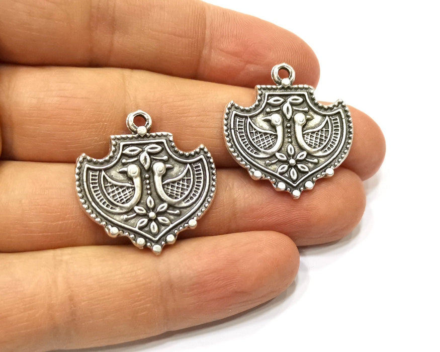 4 Silver Charms Antique Silver Plated Charms (27x27mm)  G20735