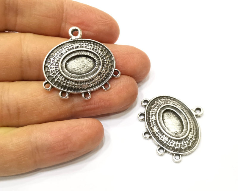 2 Silver Charms Connector Antique Silver Plated Charms (32x30mm)  G17473