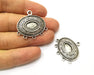 2 Silver Charms Connector Antique Silver Plated Charms (32x30mm)  G17473