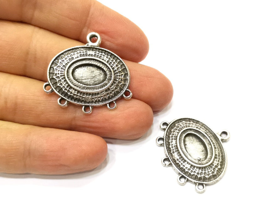 2 Silver Charms Connector Antique Silver Plated Charms (32x30mm)  G17473