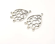 4 Silver Charms Connector Antique Silver Plated Charms (35x23mm)  G17474