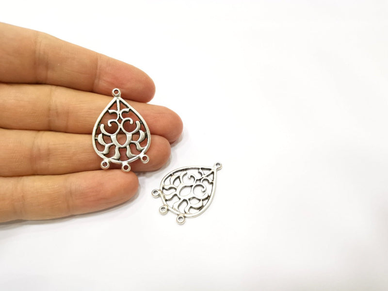 4 Silver Charms Connector Antique Silver Plated Charms (35x23mm)  G17474
