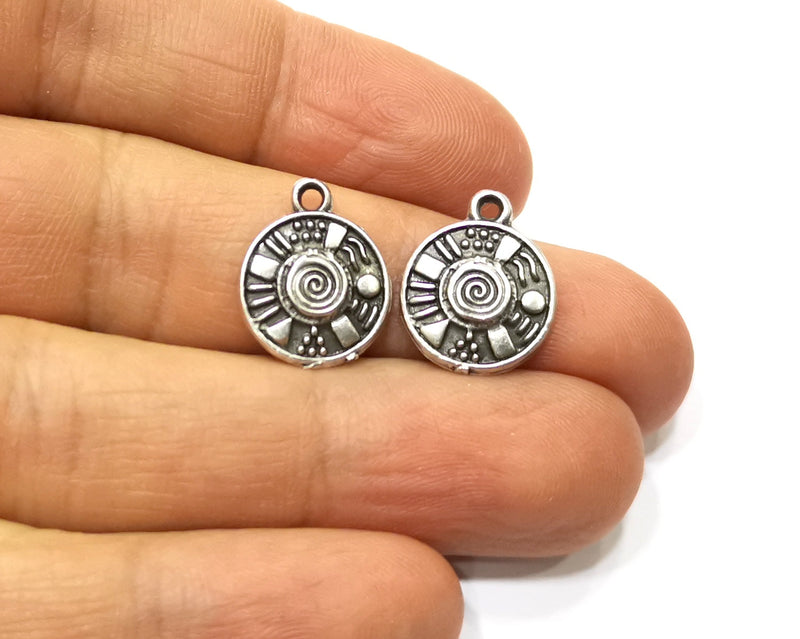 10 Silver Charms Antique Silver Plated Charms (16x14mm)  G17475