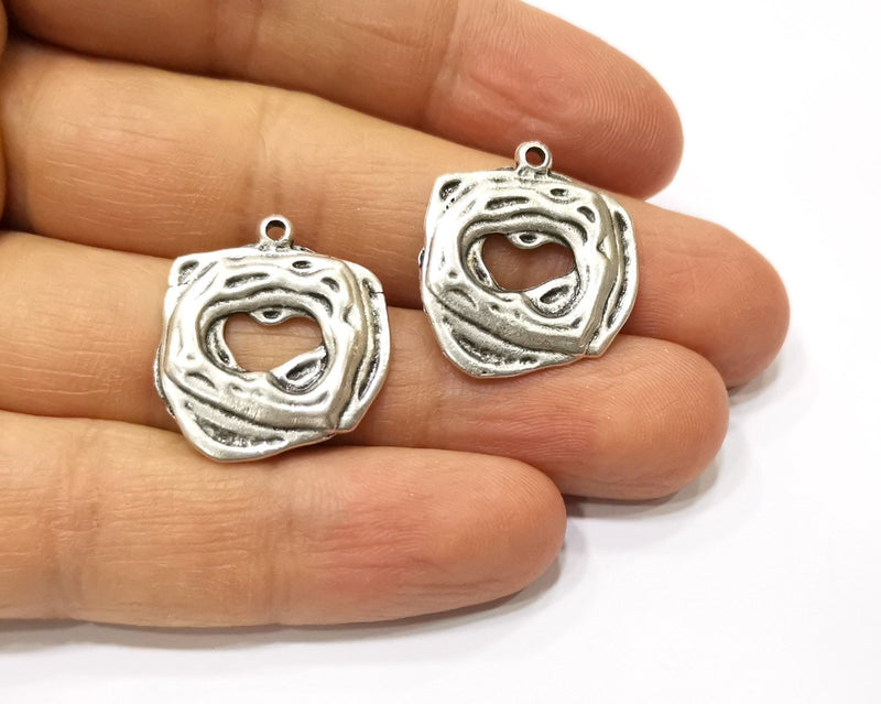 5 Silver Charms Antique Silver Plated Charms (24x21mm)  G17479