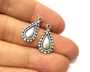 20 Teardrop Charms Antique Silver Plated Charms (20x11mm)  G17481