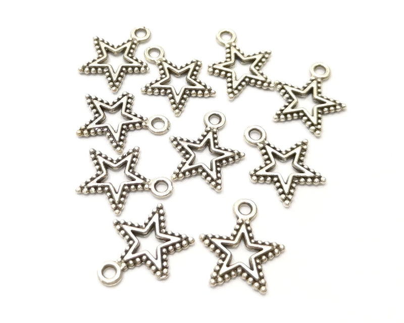 20 Star Charms Antique Silver Plated Charms (17x14mm)  G17482