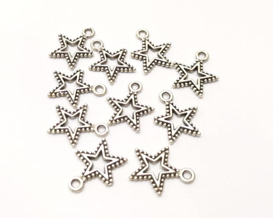 20 Star Charms Antique Silver Plated Charms (17x14mm)  G17482