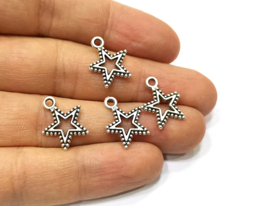 20 Star Charms Antique Silver Plated Charms (17x14mm)  G17482