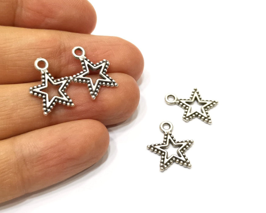 20 Star Charms Antique Silver Plated Charms (17x14mm)  G17482