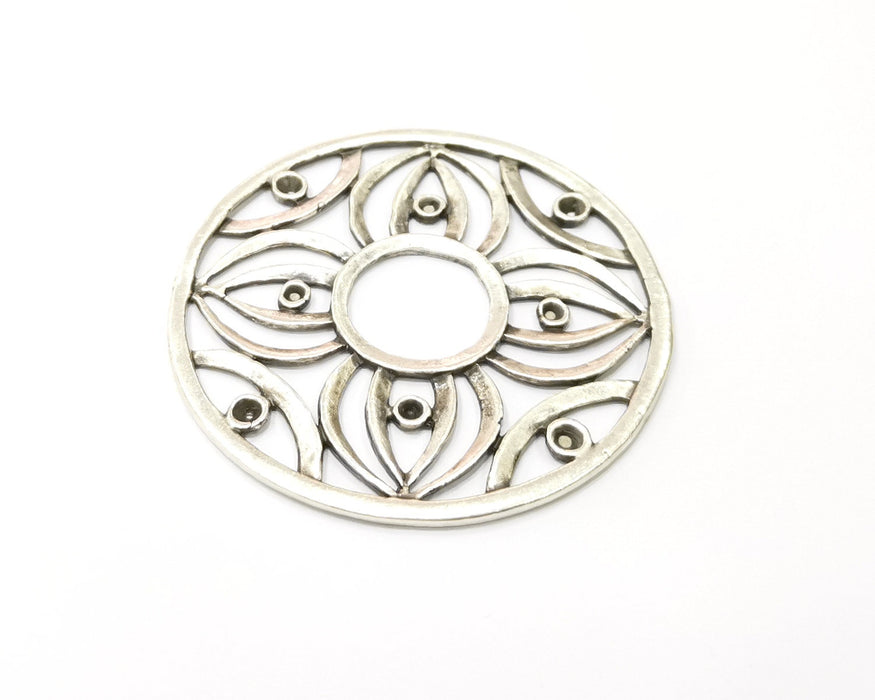 Flower Pendant Antique Silver Plated Pendant (57mm) G17485