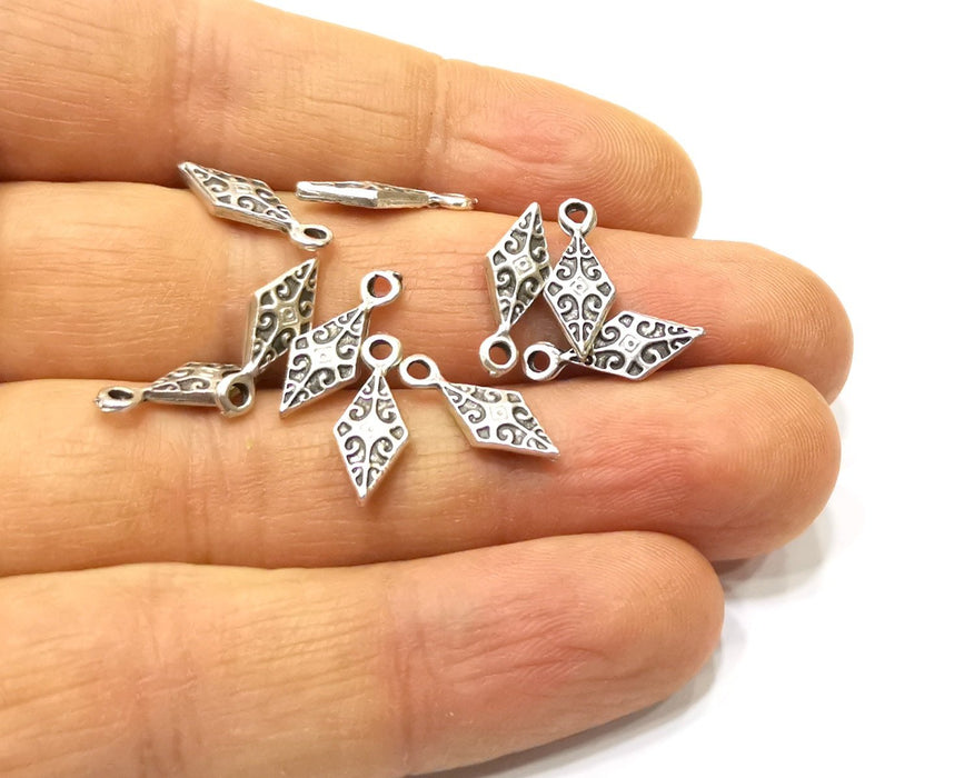 20 Silver Charms Antique Silver Plated Charms Double sided (16x6mm)  G16804