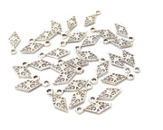 20 Silver Charms Antique Silver Plated Charms Double sided (16x6mm)  G16804